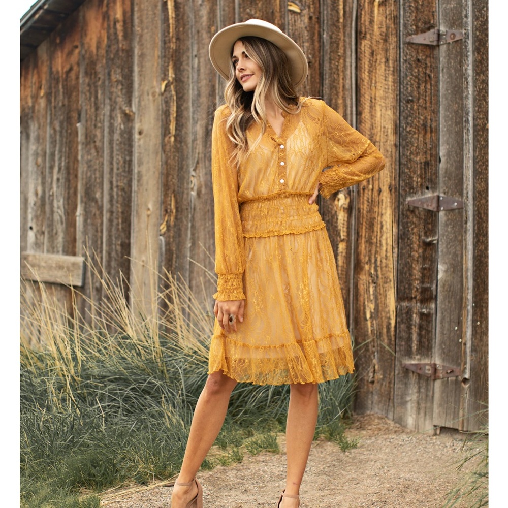 Fig and Flower Lace Peasant Dress